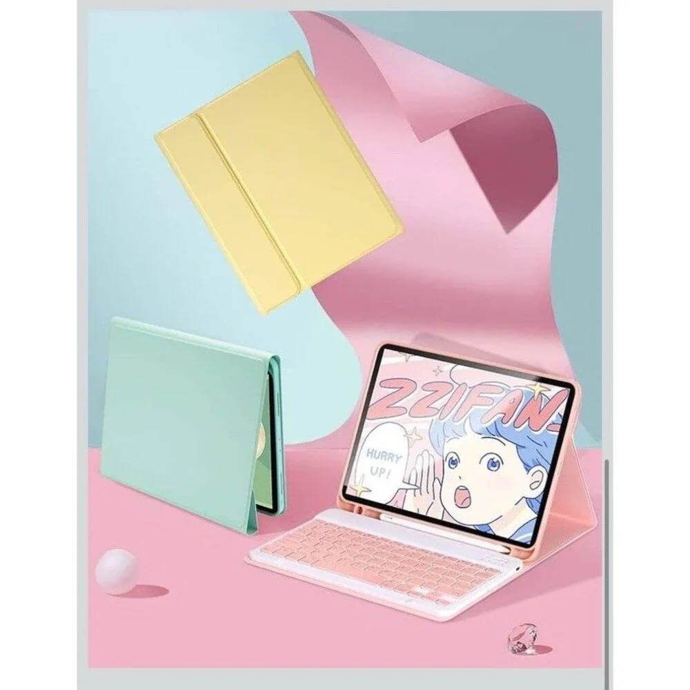 for iPad 11th (A16, 2025) / 10th Generation Case with Keyboard, Mouse and Pink